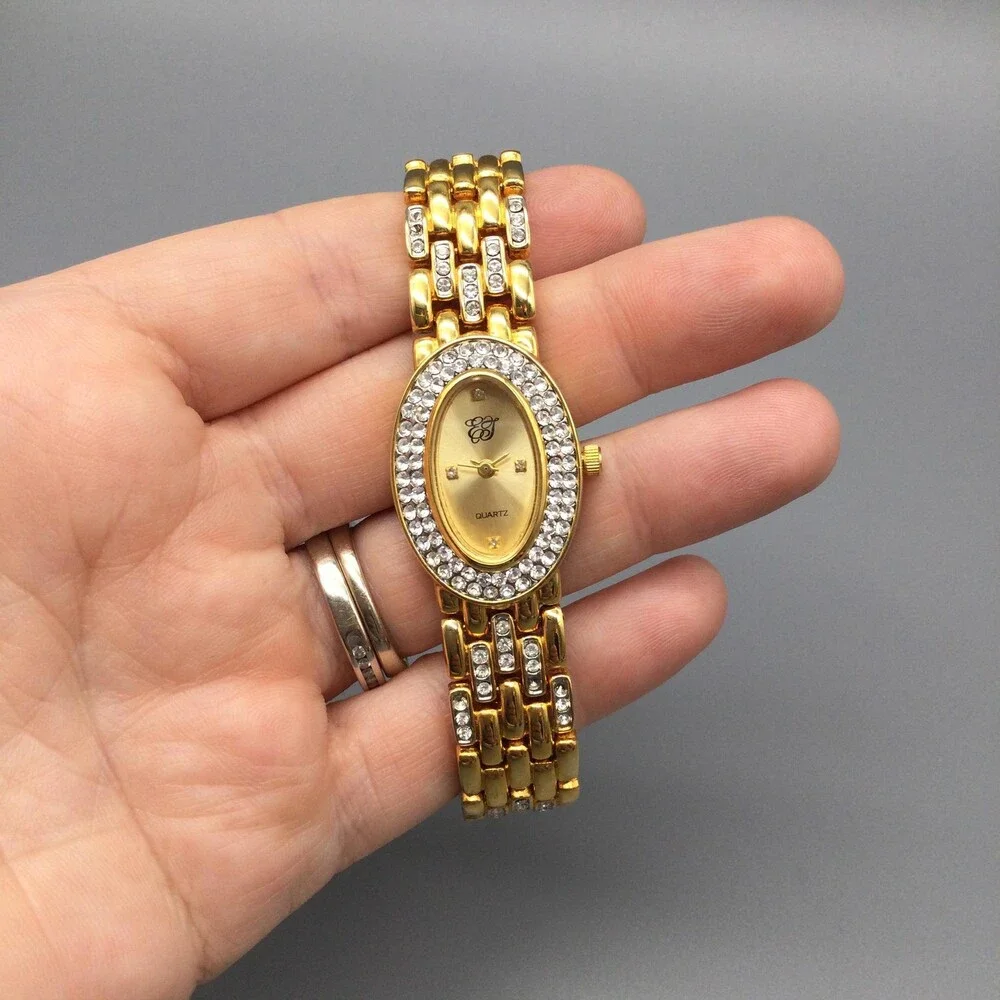 Vintage Elizabeth Taylor Womens Watch 21mm Gold Tone Oval New Battery 7.25
